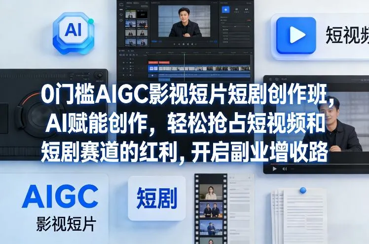 0门槛AIGC影视短片短剧创作班，AI赋能创作，轻松抢占短视频和短剧赛道的红利，开启副业增收路-706资源网