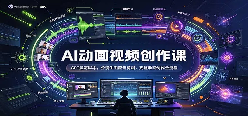 AI动画视频创作课:GPT撰写脚本,分镜生图配音剪辑,完整动画制作全流程-706资源网
