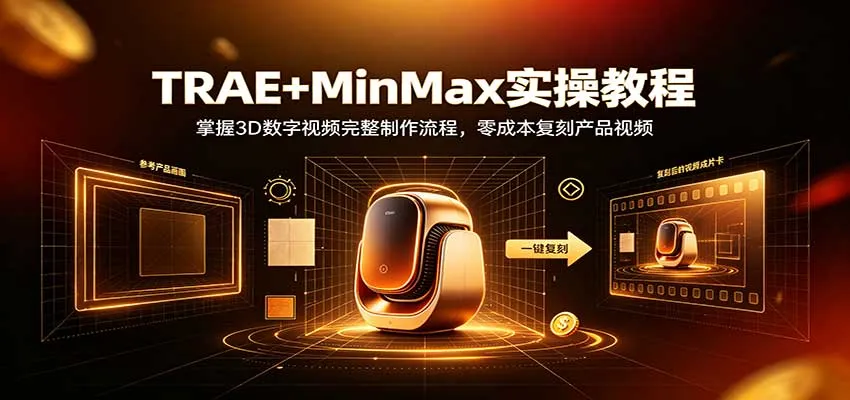 TRAE+MinMax实操教程:3D数字视频完整制作流程,零成本复刻产品视频-706资源网
