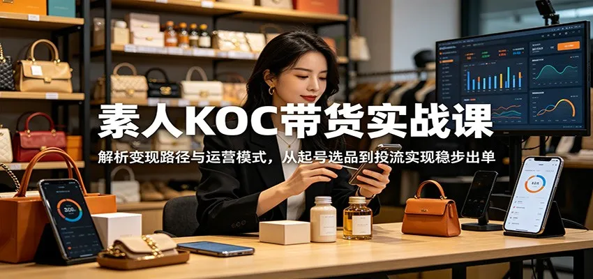 素人KOC带货实战课：解析变现路径与运营模式，从起号选品到投流实现稳步出单-706资源网