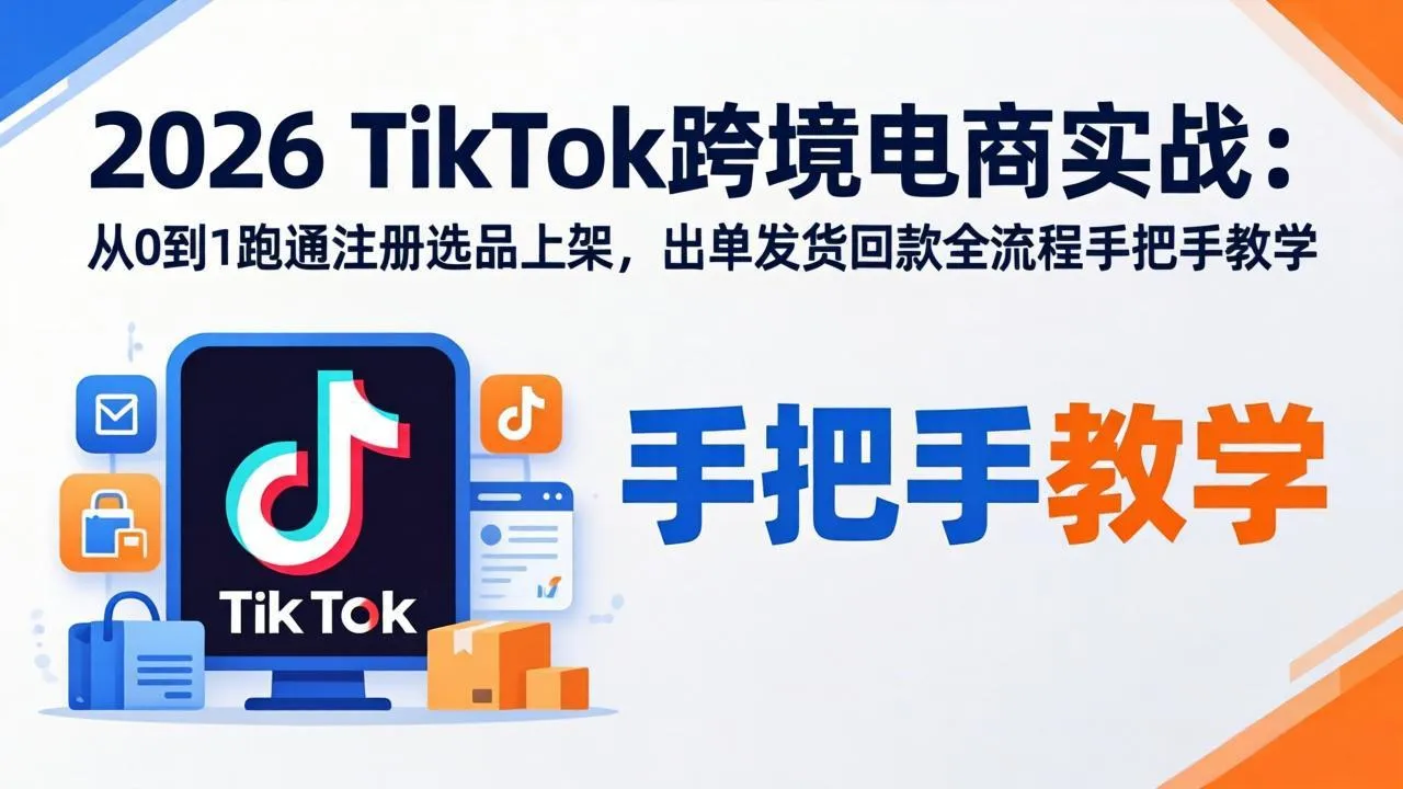 2026TikTok跨境电商实战：从0到1跑通注册选品上架，出单发货回款全流程手把手教学-706资源网