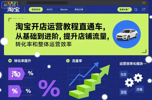 淘宝开店运营教程直通车,从基础到进阶,提升店铺流量,转化率和整体运营效率(更新26年05月27日)