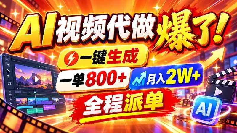 （21114期）2026年底新赛道，AI视频代做一单800+，小白可做，告别打工-706资源网