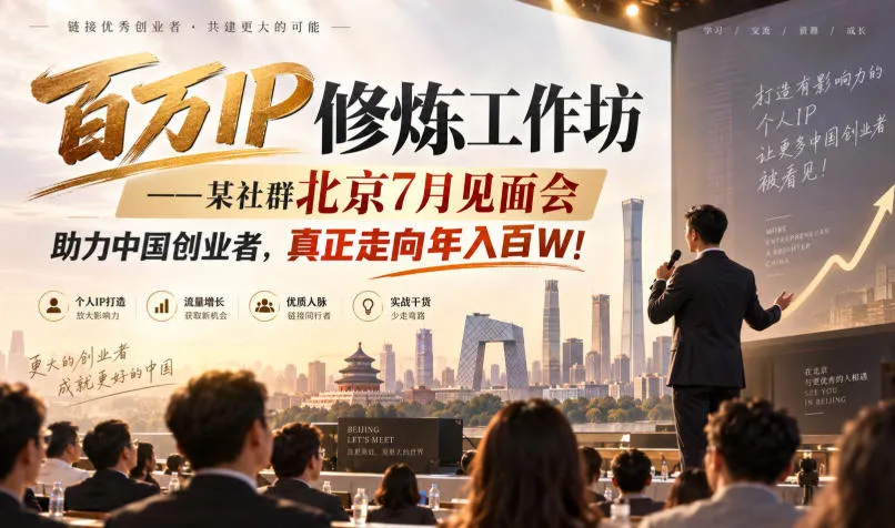 百万IP修炼工作坊——某社群北京7月见面会，助力中国创业者，真正走向年入百W!-706资源网