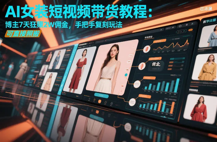 AI女装短视频带货教程：博主7天狂賺2W佣金，手把手复刻玩法，可直接照搬-706资源网