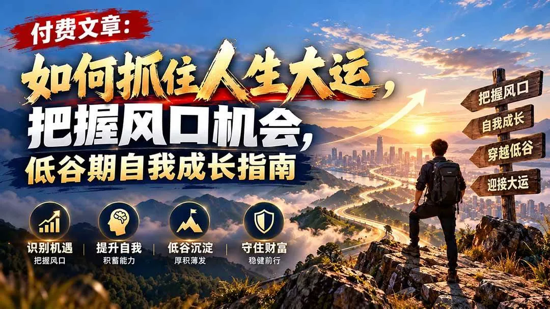 (20942期)付费文章:如何抓住人生大运,把握风口机会,低谷期自我成长指南-706资源网