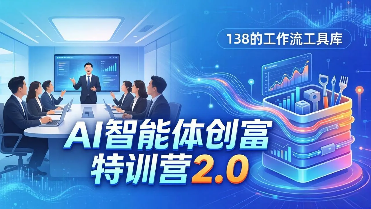 AI智能体创富训练营2.0：3天闭门直播+视频课+工具库，从0到1搭建智能体附138个工作流-706资源网