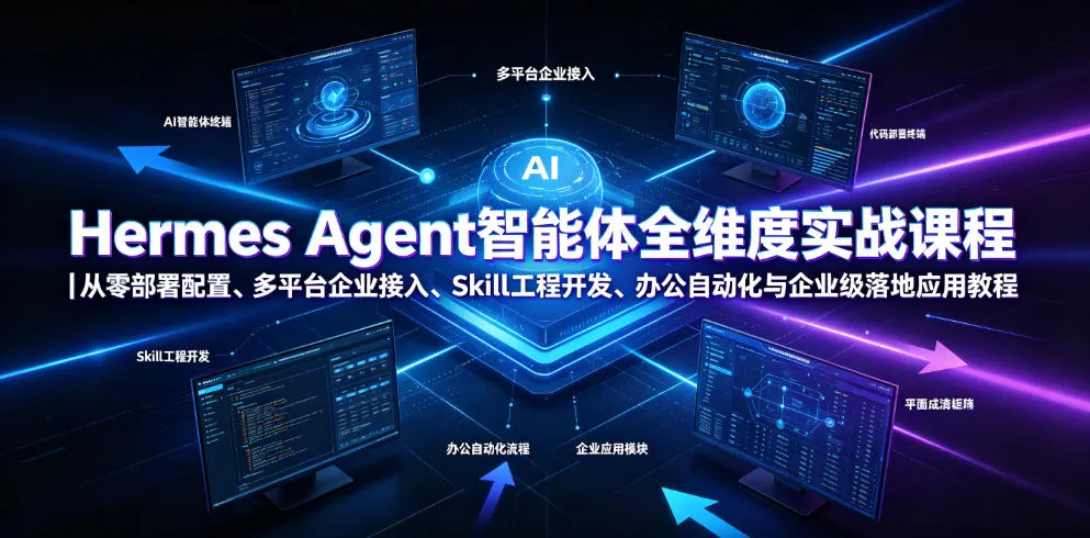 Hermes Agent智能体全维度实战课程｜从零部署配置、多平台企业接入、Skill工程开发、办公自动化与企业级落地应用教程-706资源网