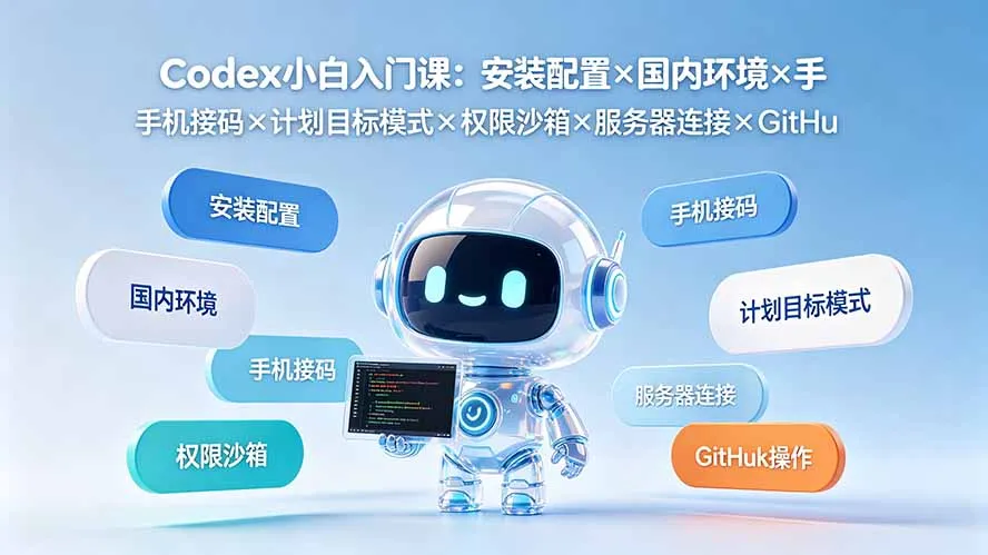 Codex小白入门课：安装配置×国内环境×手机接码×计划目标模式×权限沙箱×服务器连接×GitHub操作-706资源网