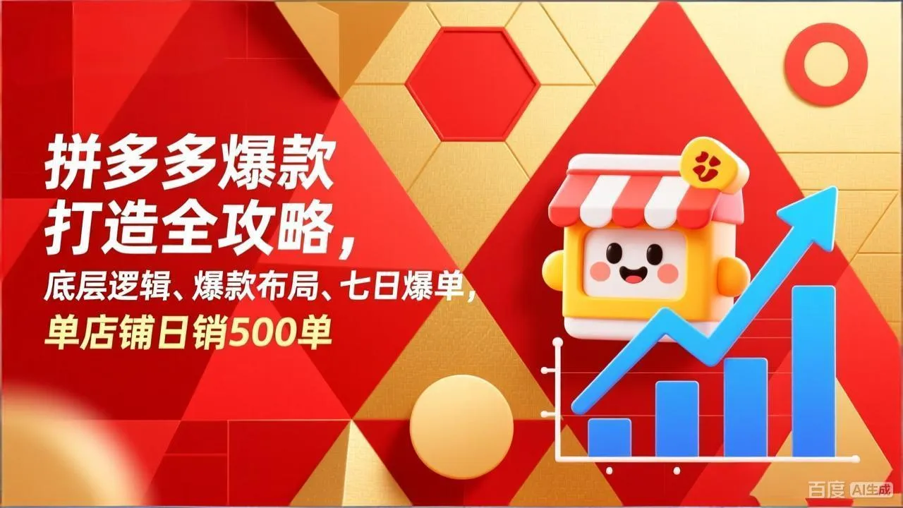 拼多多爆款打造全攻略，底层逻辑、爆款布局、七日爆单，单店铺日销500单-706资源网