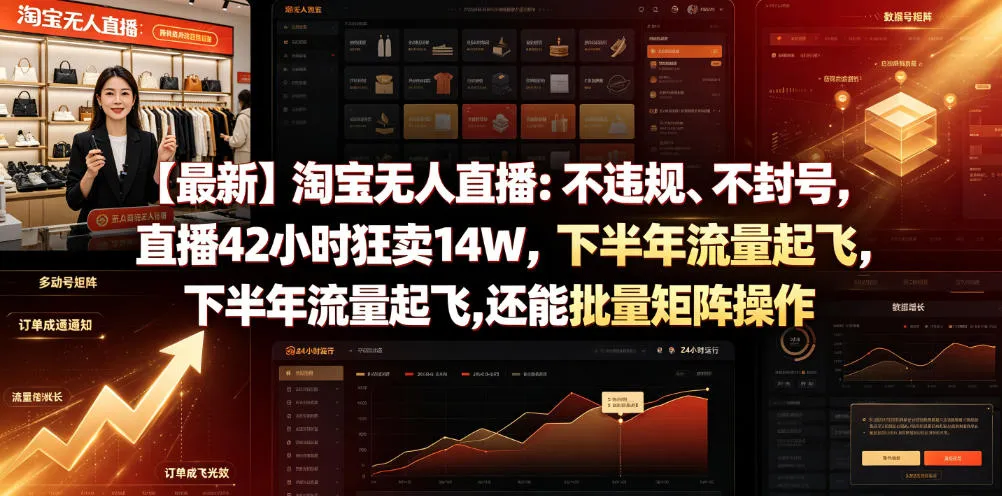 【最新】淘宝无人直播：不违规、不封号，直播42小时狂卖14W，下半年流量起飞，还能批量矩阵操作【揭秘】-706资源网