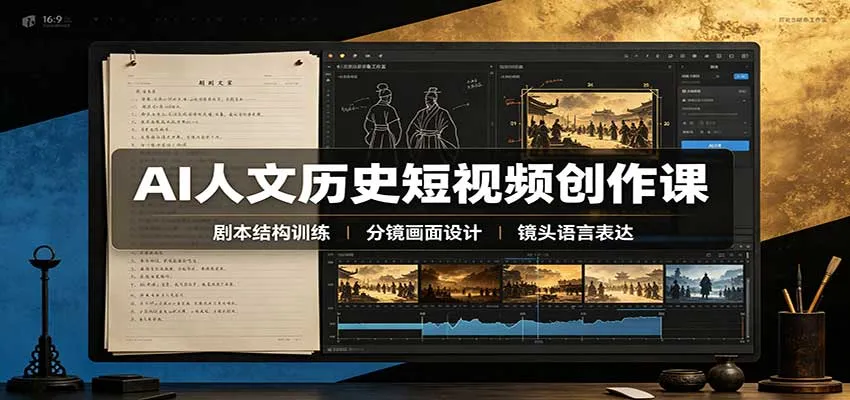 AI人文历史短视频创作课:赛道对标、剧本分镜制图,掌握视频完整产出流程-706资源网