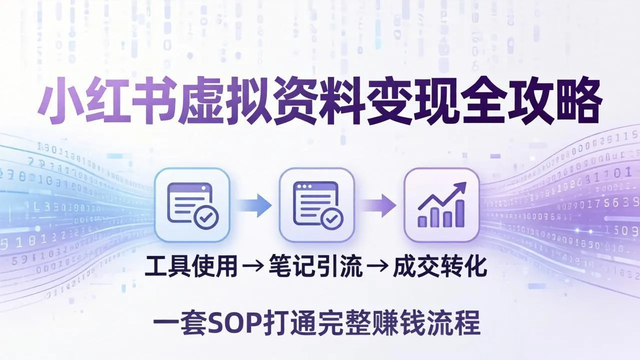小红书虚拟资料变现全攻略：从工具使用到笔记引流成交，一套 SOP 打通完整赚钱流程-706资源网