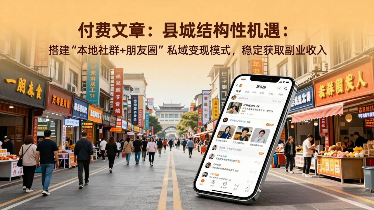 付费文章：县城结构性机遇：搭建“本地社群+朋友圈”私域变现模式，稳定获取副业收入-706资源网
