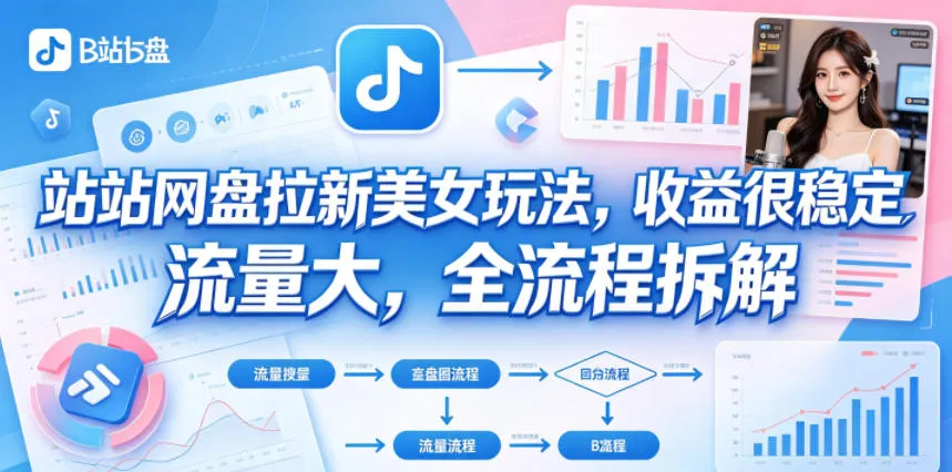 B站网盘拉新美女玩法，收益很稳定，流量大，全流程拆解-706资源网