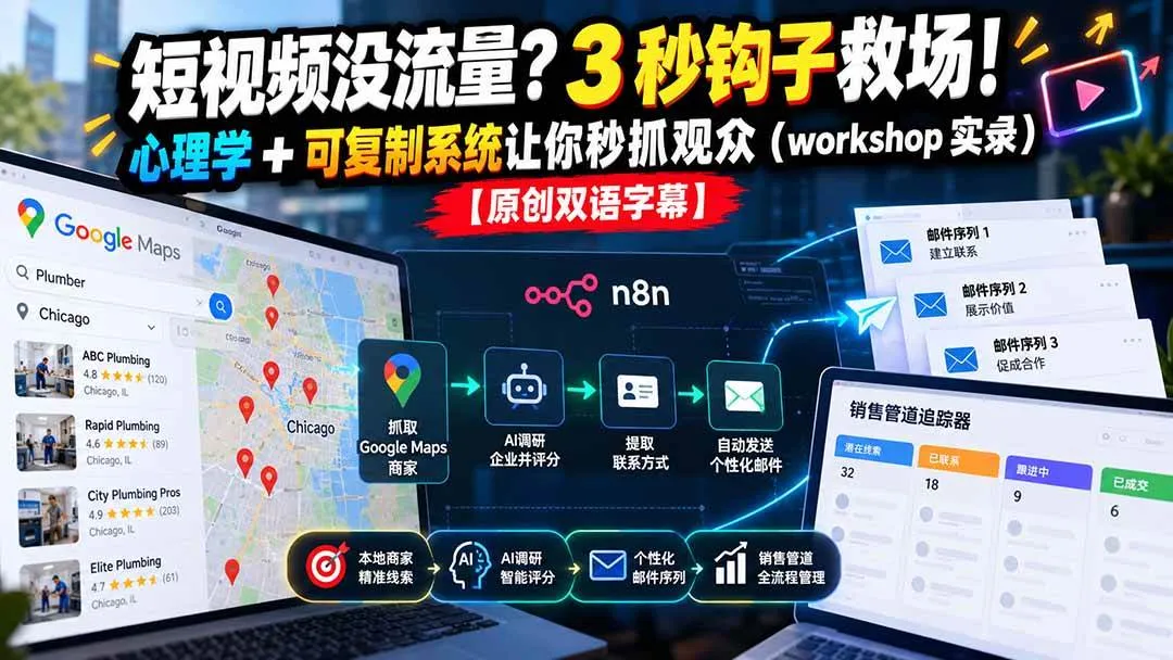 （21043期）短视频没流量？3 秒钩子救场！心理学 + 可复制系统让你秒抓观众（workshop 实录）【原创双语字幕】-706资源网