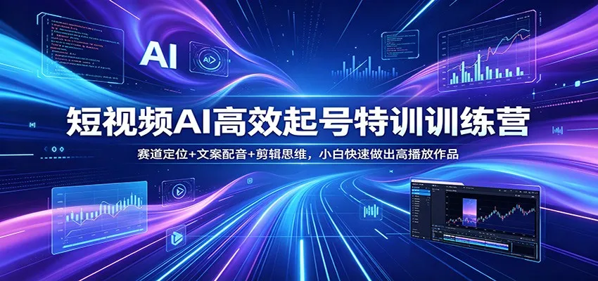 短视频AI高效起号特训训练营：赛道定位+文案配音+剪辑思维，小白快速做出高播放作品-706资源网