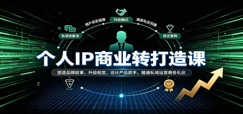 个人IP商业打造课：塑造品牌故事，升级视觉，设计产品抓手，精通私域运营商务礼仪-706资源网