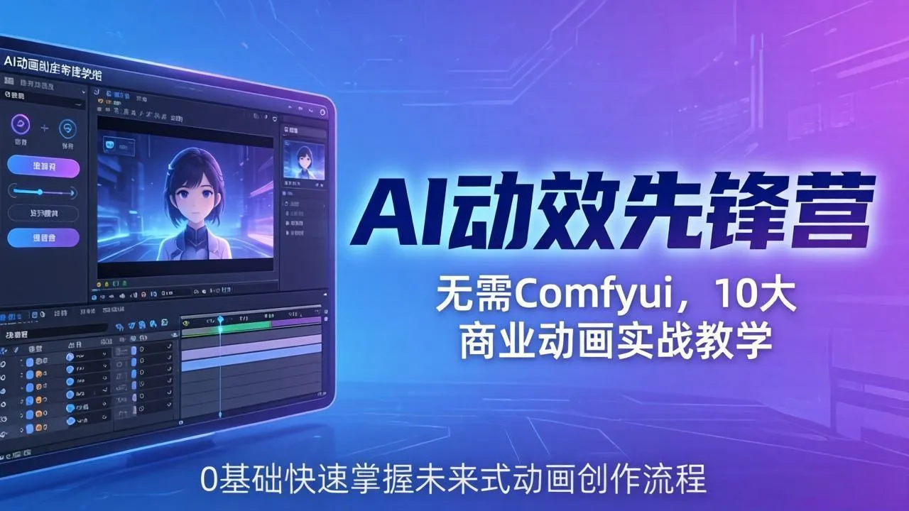 AI 动效先锋营：无需Comfyui，10大商业动画实战教学，0基础快速掌握未来式动画创作流程-706资源网