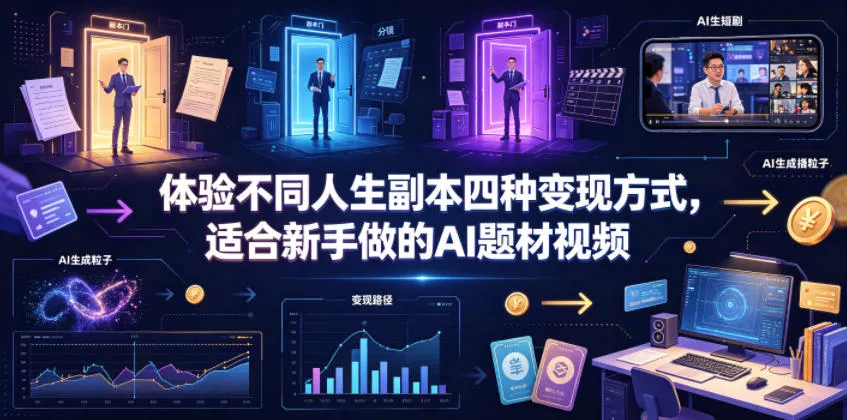 体验不同人生副本四种变现方式,适合新手做的AI题材视频-706资源网