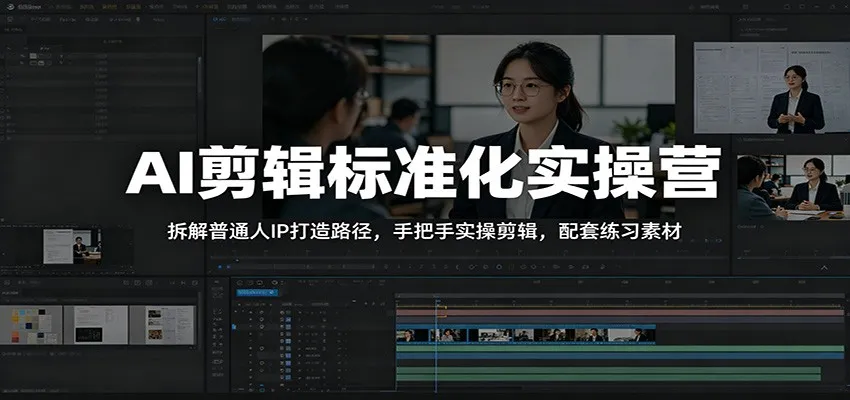 AI剪辑标准化实操营：拆解普通人IP打造路径，手把手实操剪辑，配套练习素材-706资源网