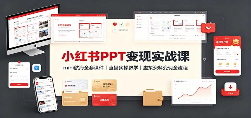 小红书PPT变现实战课：mini航海全套课件+直播实操教学，虚拟资料变现全流程-706资源网
