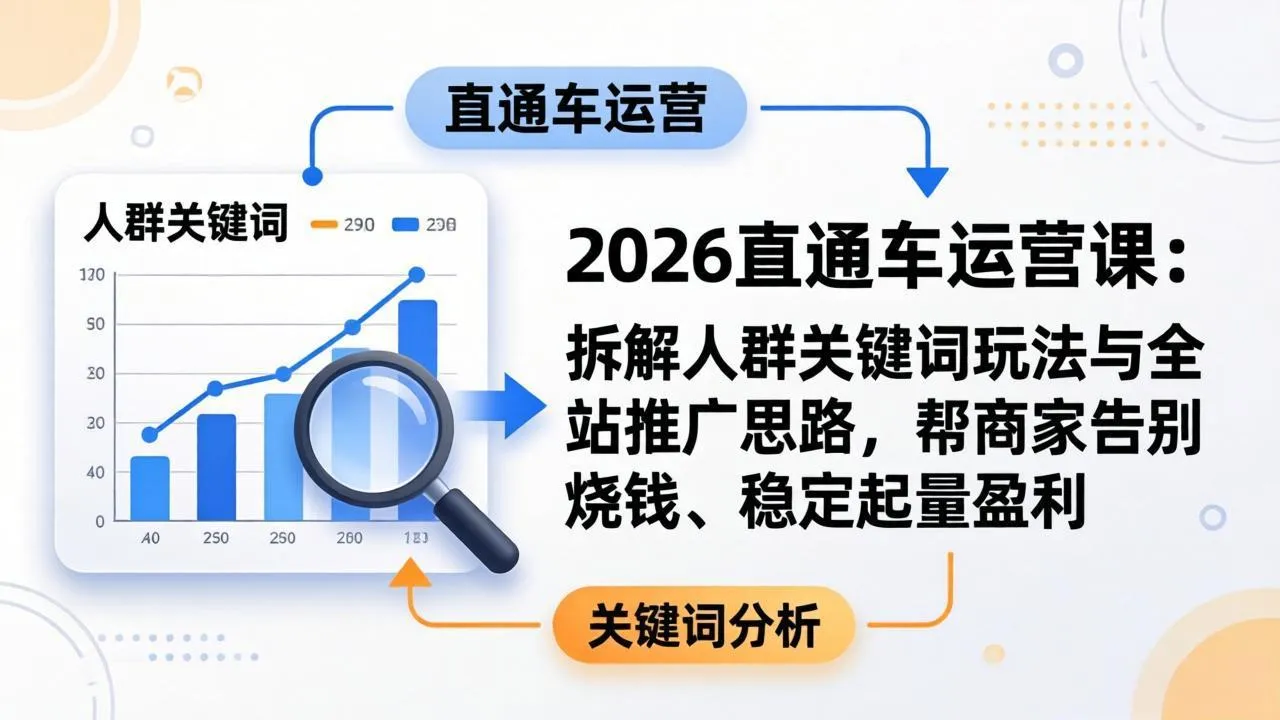 2026直通车运营课：拆解人群关键词玩法与全站推广思路，帮商家告别烧钱、稳定起量盈利-706资源网