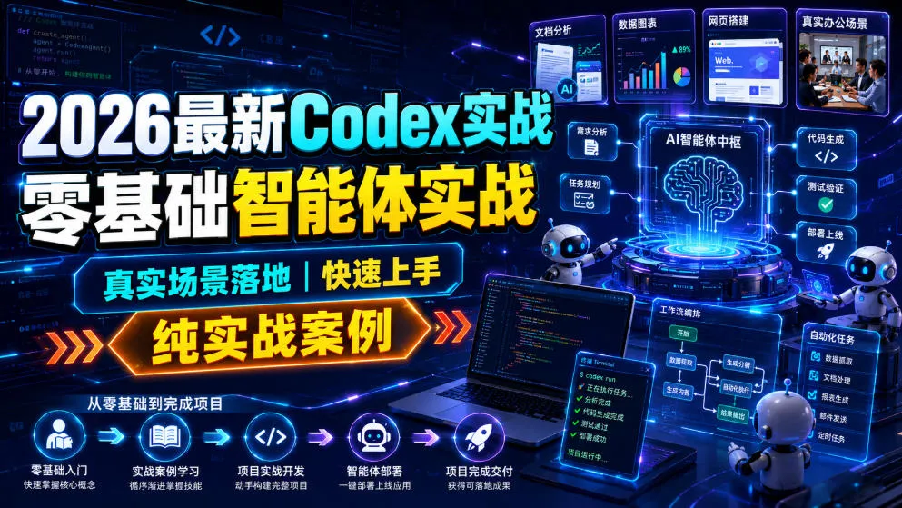2026最新Codex实战零基础智能体实战，真实场景落地，快速上手，纯实战案例-706资源网