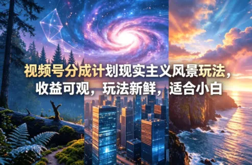 视频号分成计划现实主义风景玩法，收益可观，玩法新鲜，适合小白-706资源网