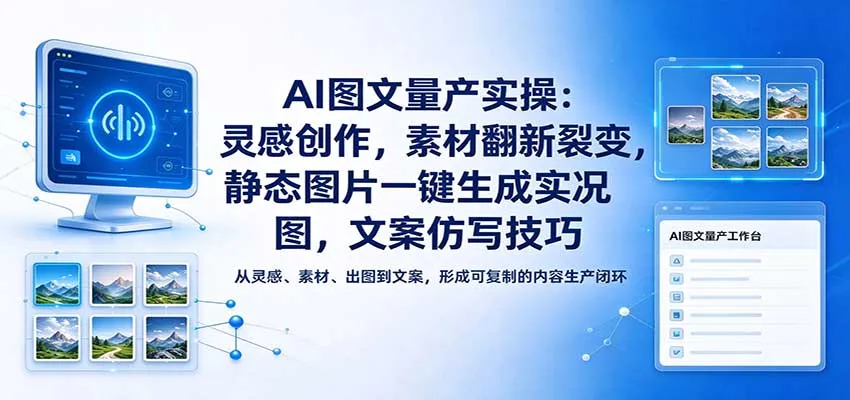 AI图文量产实操：灵感创作，素材翻新裂变，静态图片一键生成实况图，文案仿写技巧-706资源网