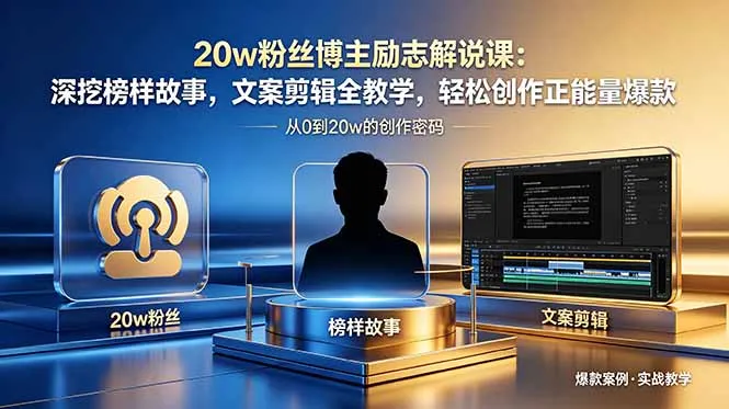 20w粉丝博主励志解说课：深挖榜样故事，文案剪辑全教学，轻松创作正能量爆款-706资源网