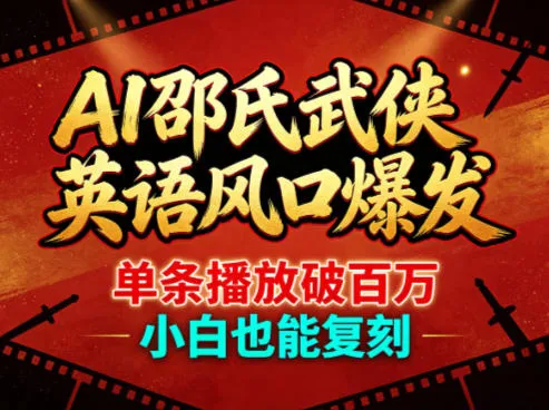 AI邵氏武侠英语风口爆发，单条播放破百万，小白也能复刻-706资源网