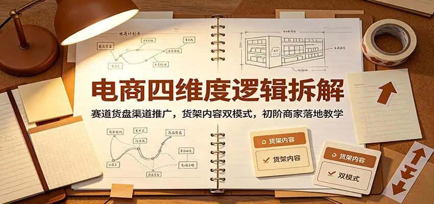 电商四维度逻辑拆解：赛道货盘渠道推广，货架内容双模式，初阶商家落地教学-706资源网
