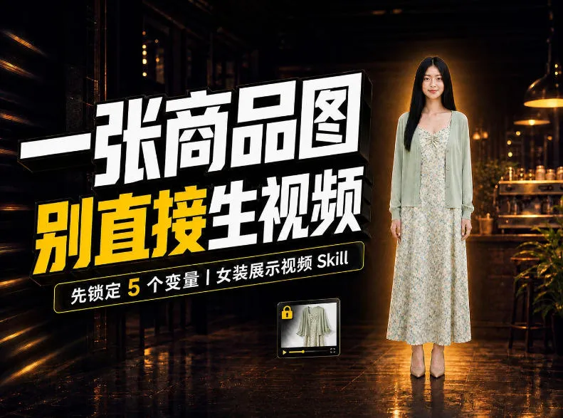 女装AI视频总翻车?问题不在提示词,女装展示视频Skill先锁定5个变量!-706资源网