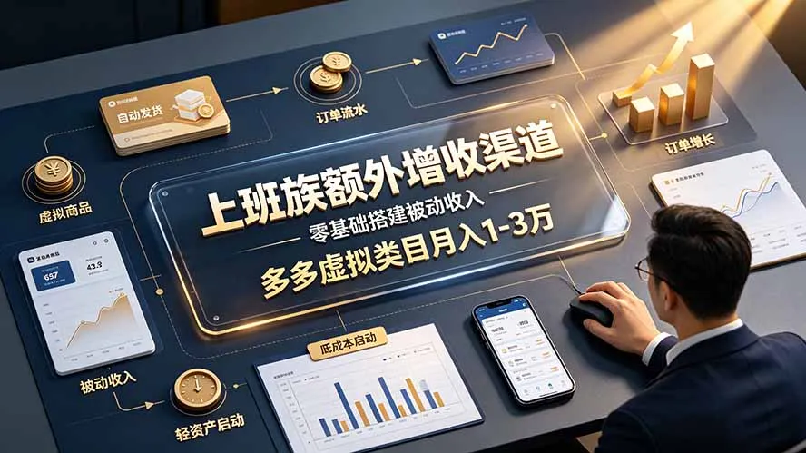上班族额外增收渠道，零基础搭建被动收入，多多虚拟类目月入 1-3 万-706资源网