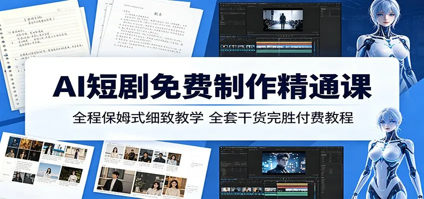 AI短剧免费制作精通课：全程保姆式细致教学，全套干货完胜付费教程-706资源网