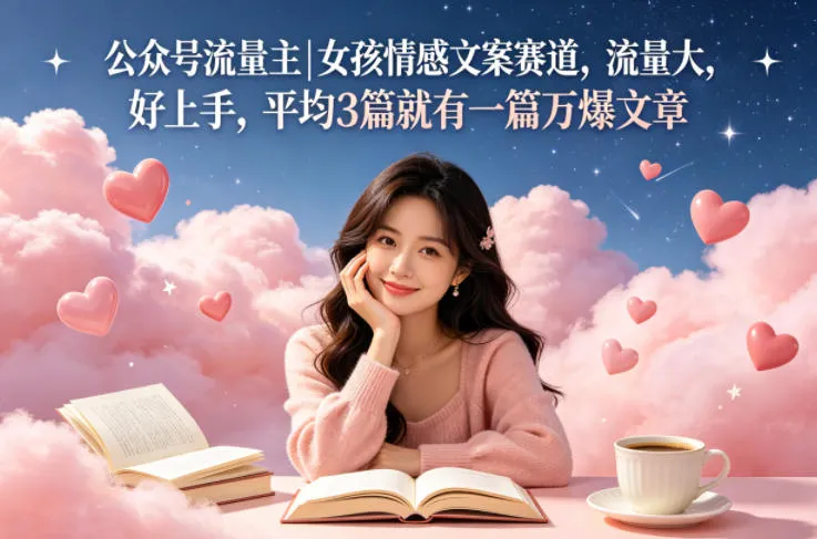 公众号流量主女孩情感文案赛道，流量大，好上手，平均3篇就有一篇万爆文章-706资源网