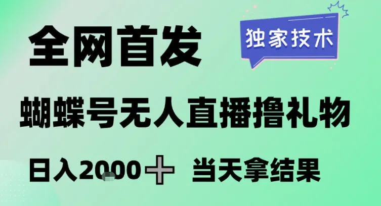 2026最新蝴蝶号无人直播掘金，独家技术，全网首发小白做了一个月收益3W，长期稳定可做【揭秘】-706资源网