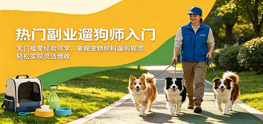 热门副业遛狗师入门，无门槛零经验可学，掌握宠物照料遛狗规范，轻松实现灵活增收-706资源网