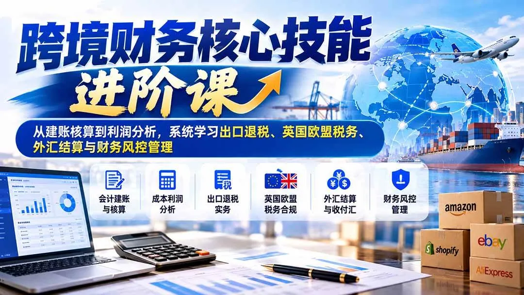 (21075期)跨境财务核心技能进阶课:从建账核算到利润分析,系统学习出口退税、英国欧盟税务、外汇结算与财务风控管理-706资源网