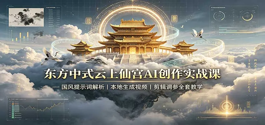 东方中式云上仙宫AI创作实战课：国风提示词解析，本地生成视频，剪辑调参全套教学-706资源网
