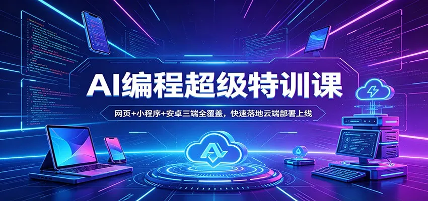 AI编程超级特训课：网页+小程序+安卓三端全覆盖，快速落地云端部署上线-706资源网