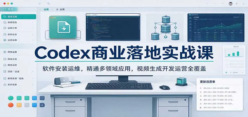 Codex商业落地实战课：软件安装运维，精通多领域应用，视频生成开发运营全覆盖-706资源网