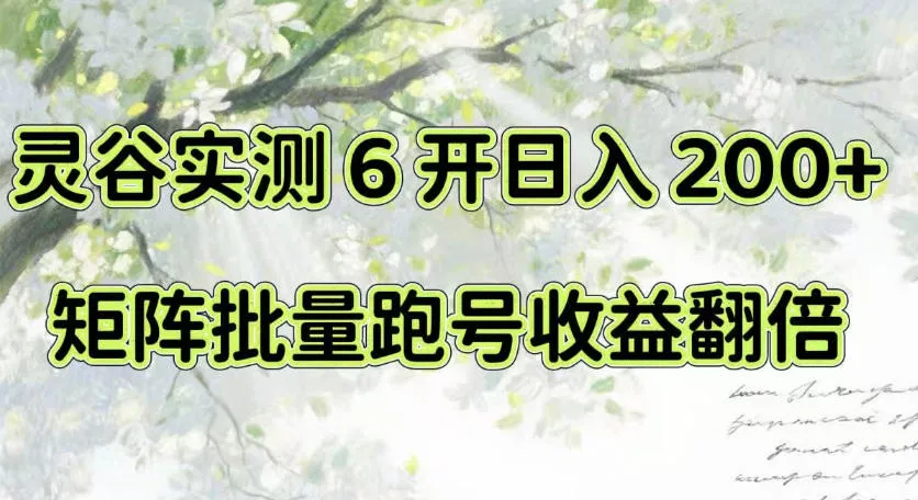 一台电脑就能做!灵谷实测6开日入200+,矩阵批量跑号收益翻倍【揭秘】 一台电脑就能做!灵谷实测6开日入200+,矩阵批量跑号收益翻倍【揭秘】