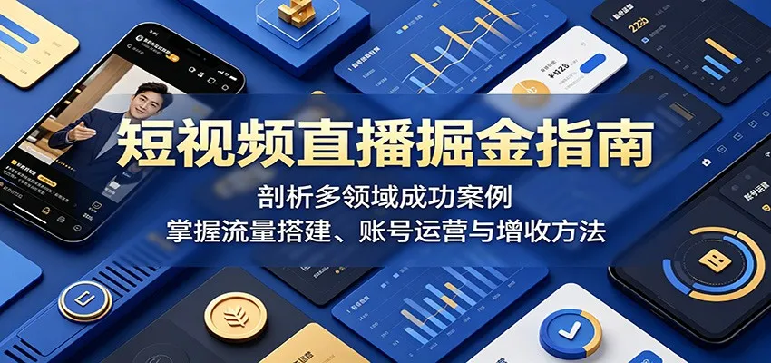 短视频直播掘金指南:剖析多领域成功案例,掌握流量搭建、账号运营与增收方法-706资源网