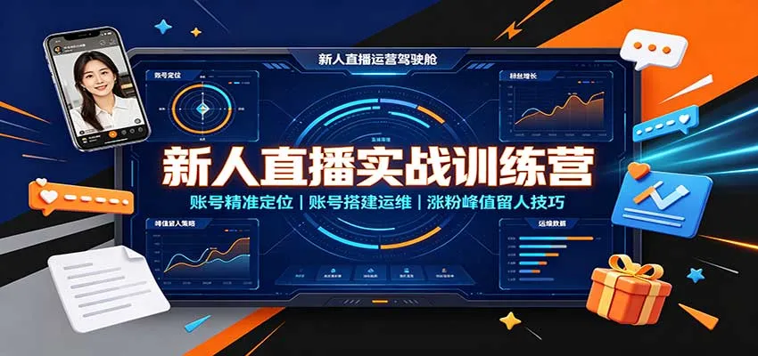新人直播实战训练营：账号精准定位，账号搭建运维，涨粉峰值留人技巧-706资源网