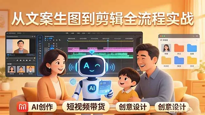 原创 AI 剧情短视频带货：AI+家庭剧情+带货广告，从文案生图到剪辑全流程实战-706资源网