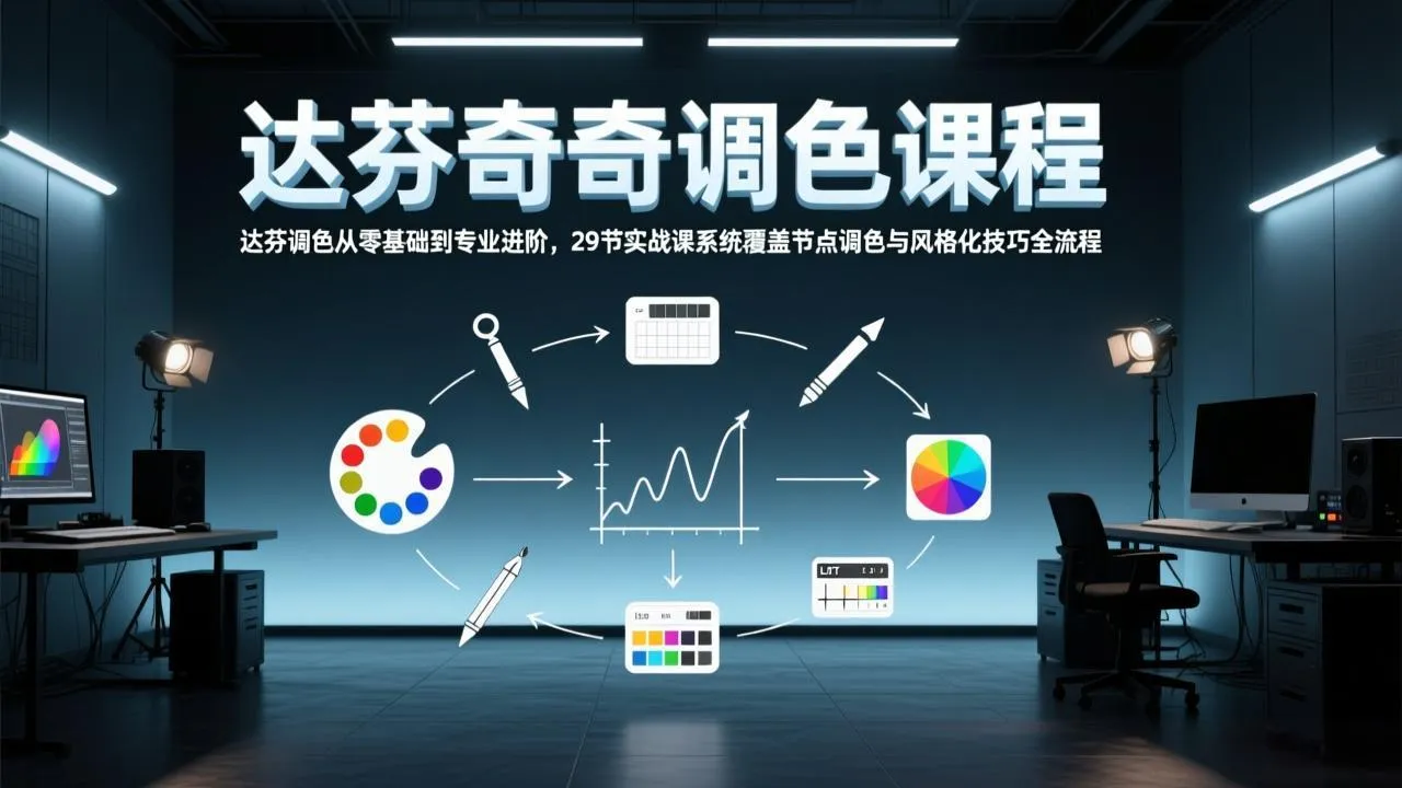 达芬奇调色从零基础到专业进阶，29节实战课系统覆盖节点调色与风格化技巧全流程-706资源网