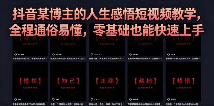 抖音某博主的灰太狼人生感悟短视频教学，全程通俗易懂，零基础也能快速上手-706资源网