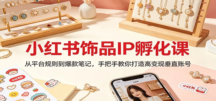 小红书饰品IP孵化课：从平台规则到爆款笔记，手把手教你打造高变现垂直账号-706资源网